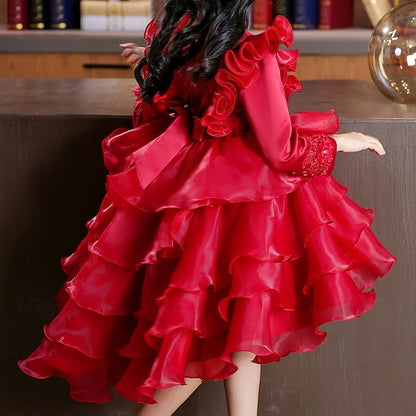 Kids Special Flower Sleeve Party Girls' Dress Wedding Long