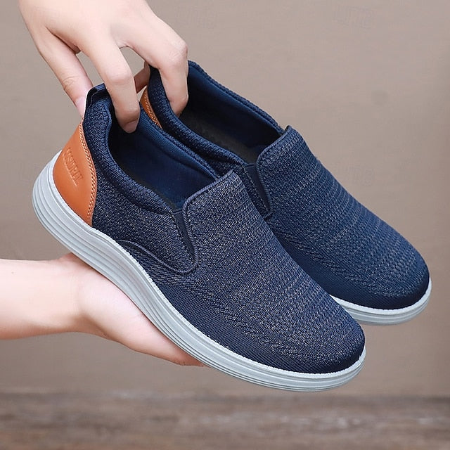 – Sneakers Breathable Navy Men's Knit Stretch Slip-On