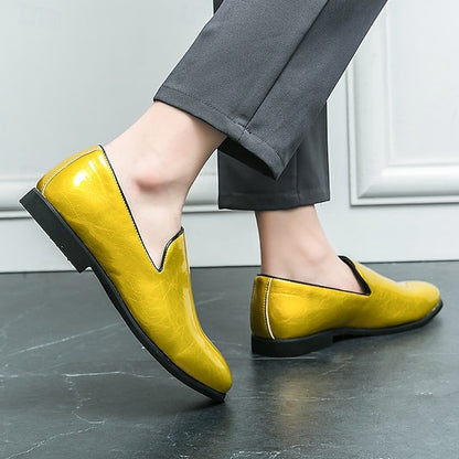 Gold Fashionable – Loafers Metallic Slip-On Men's Shiny