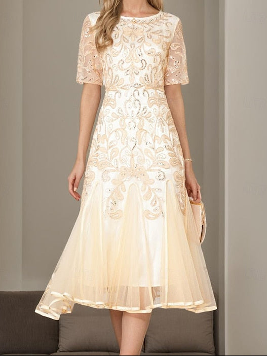 the Elegant Party V of Dress Bride Beaded A-Line Mother Vintage