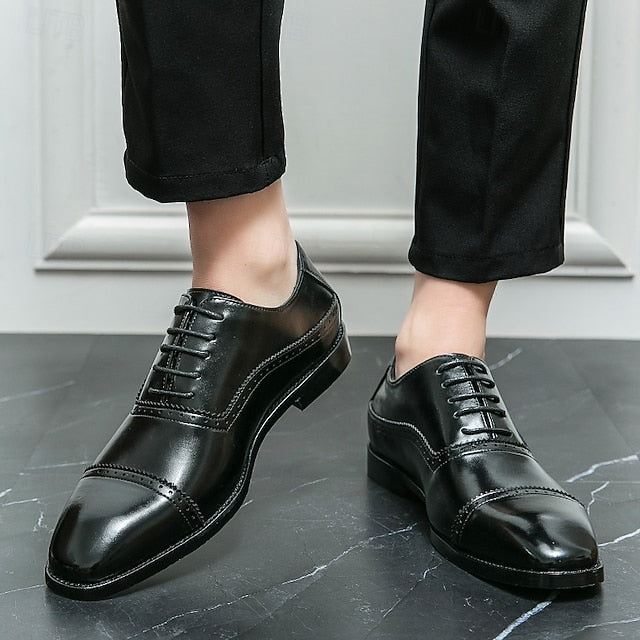 Leather Shoes Oxford Brown Faux Brogue Men's – Classic