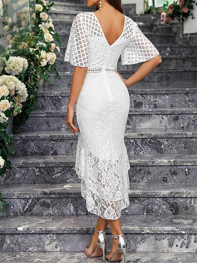 Mother Party Bride Dress Neck of the Elegant Simple Crew