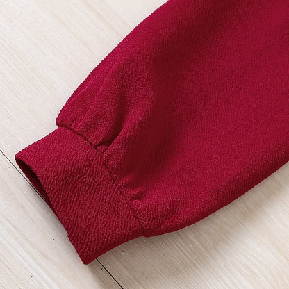 Girls' Block Color Kids Dress Set Pieces Long Suits 2