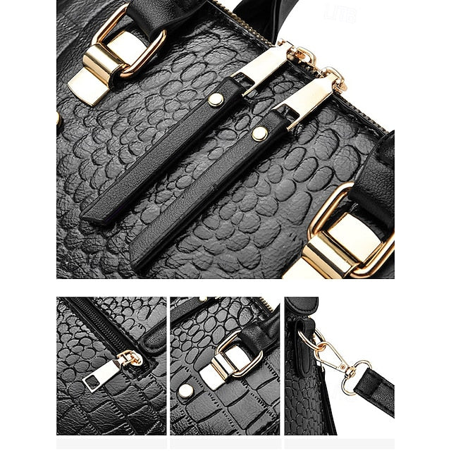 Crocodile Handbag with Women’s Leather Faux Tassel Pattern