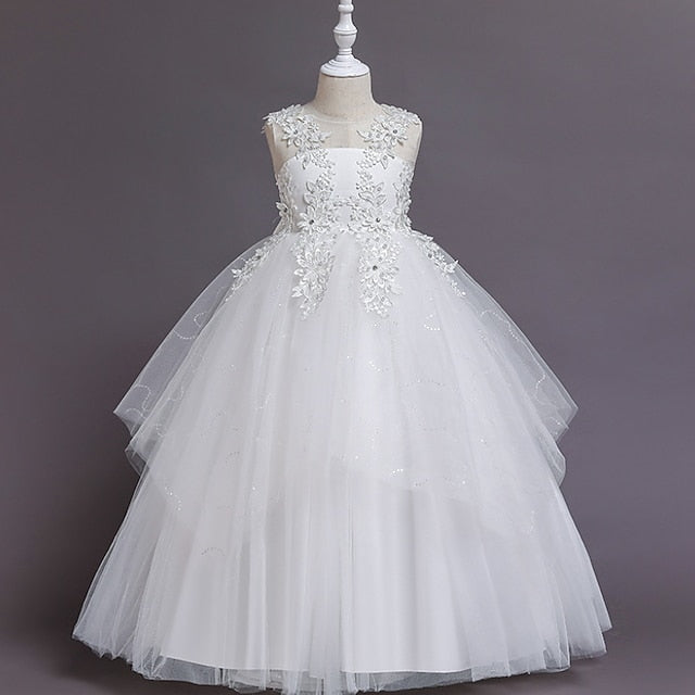 Dress Kids Solid Girls' Floral A Colored Line