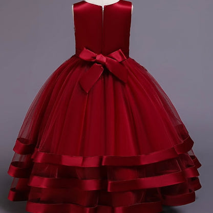 Wedding Solid Sleeveless Kids Colored Party Dress Girls'