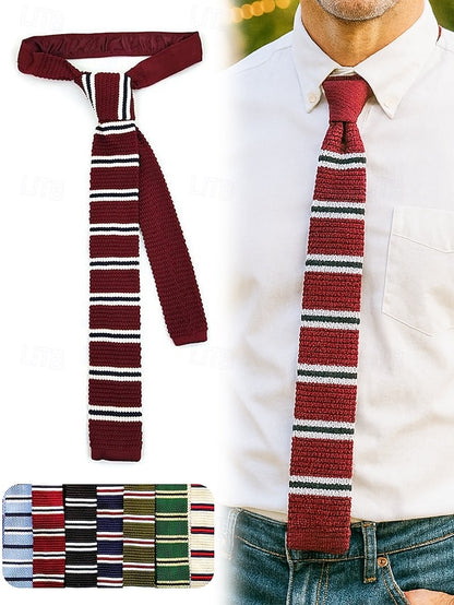 Men's Neck Stripe Woven Stylish Christmas Tie - Knit