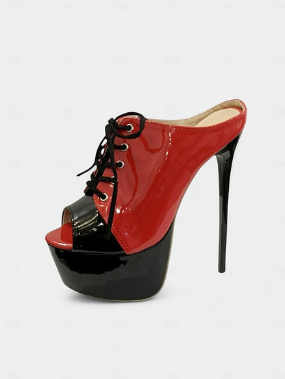 Black Platform Red Women's Stiletto Leather Patent and
