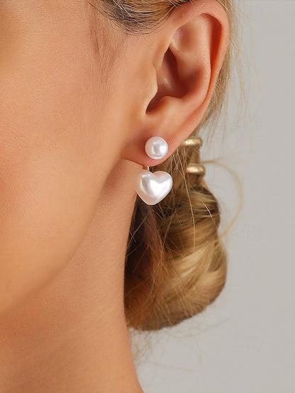 Heart-Shaped Earrings Pearl – Romantic Minimalist Elegant Drop