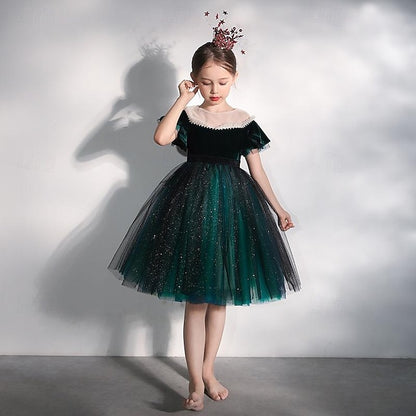 Short Kids Solid Dress Color Flower Girl Party Girls'