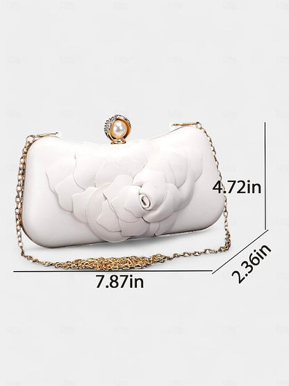 White Shoes Bridal Clutch Floral-Embellished with Matching –