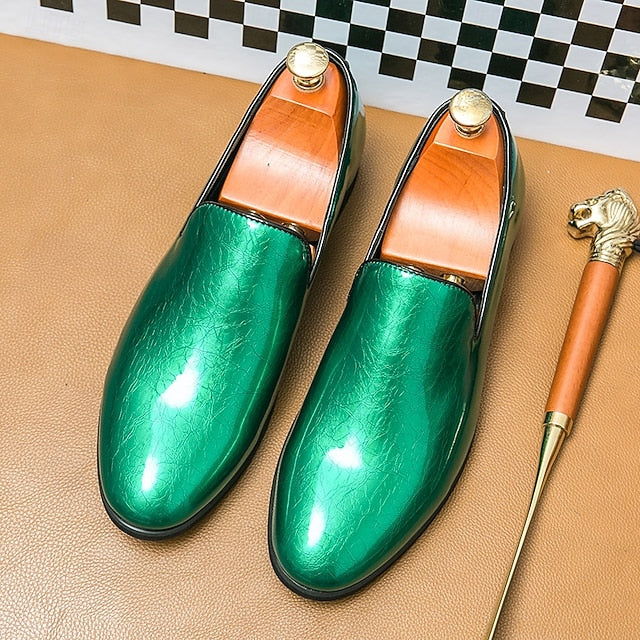 Gold Fashionable – Loafers Metallic Slip-On Men's Shiny