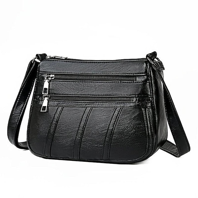 Faux Crossbody Black Bag Stylish Leather – Women's