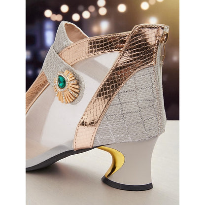 and Emerald with Women's Boots Ankle Gold Mesh Silver