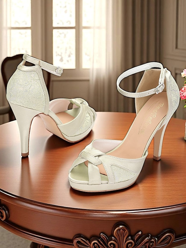 Satin Heel Women's High Peep Toe Pink Sandals Elegant with