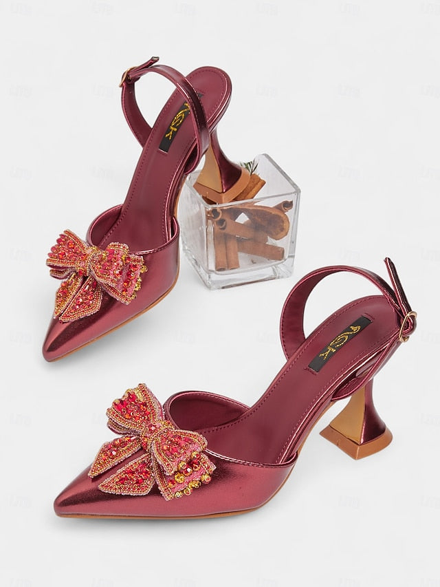 Metallic Women's Gold Pumps Pointed Slingback - High Toe