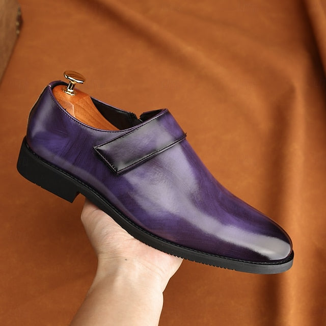 Leather Loafers Shoes Brown Slip-On Business Men's