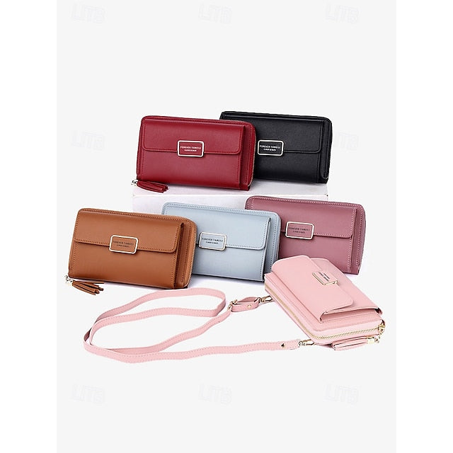 Bag Mobile Leather Crossbody Women's PU Phone Wristlet