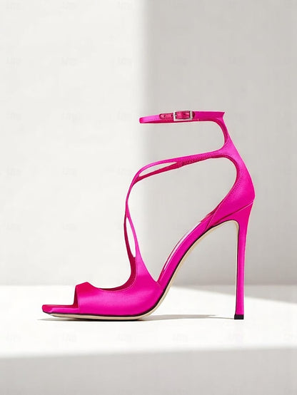 Satin Elegant Heels Crisscross - Stiletto Lavender Women's