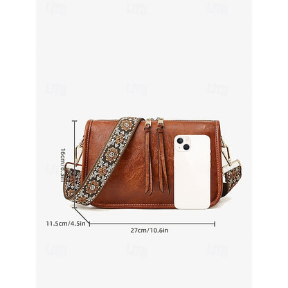 Bag Adjustable Leather Brown Faux Women's Shoulder with