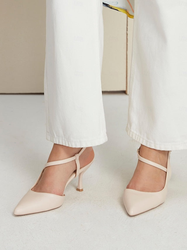 Women's Elegant Slingback Pumps Kitten Nude – Heel