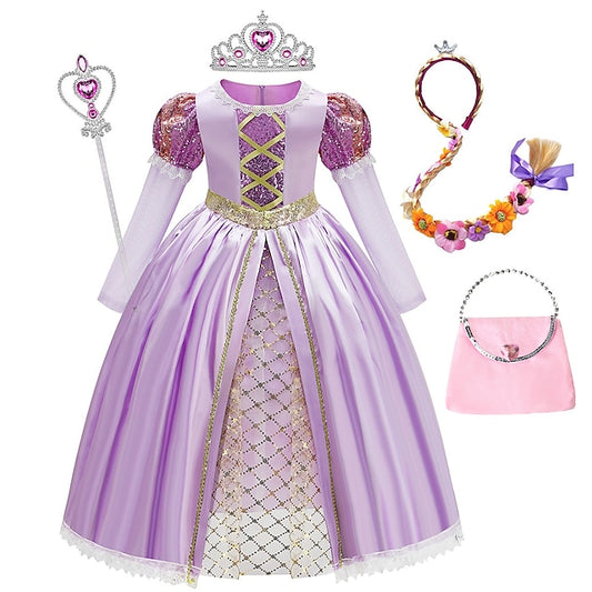 Sofia Rapunzel Girl Fairytale Dress Flower Theme Party Princess