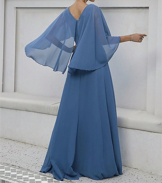 of Neck the Party Dress V Bride Mother Elegant Floor