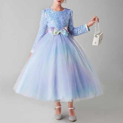 Color Girls' Long Solid Kids Dress Flower Girl Party