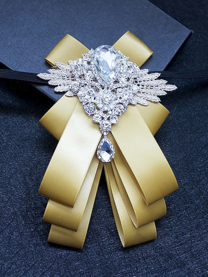 Bow Ribbon Luxury - Pin Crystal Elegant Brooch Tie Men's