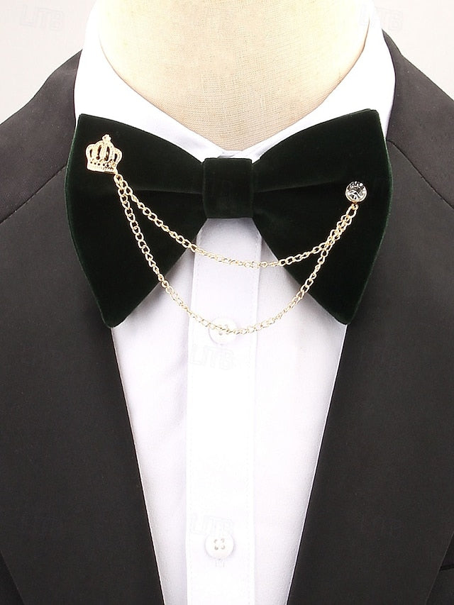 Detail Bow Crown Chain and with – Tie Men's Velvet