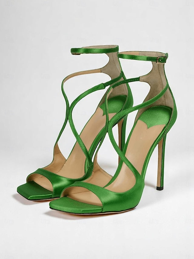 Satin Elegant Heels Crisscross - Stiletto Lavender Women's