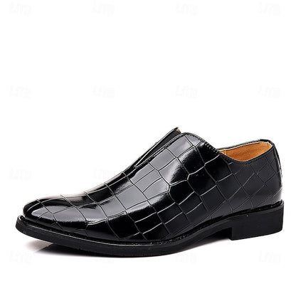 Slip-On Pattern Burgundy Men's Crocodile Shoes –