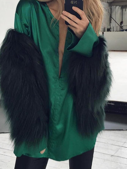 Furs Women's Faux Leathers Warm Coat Fur Comfortable