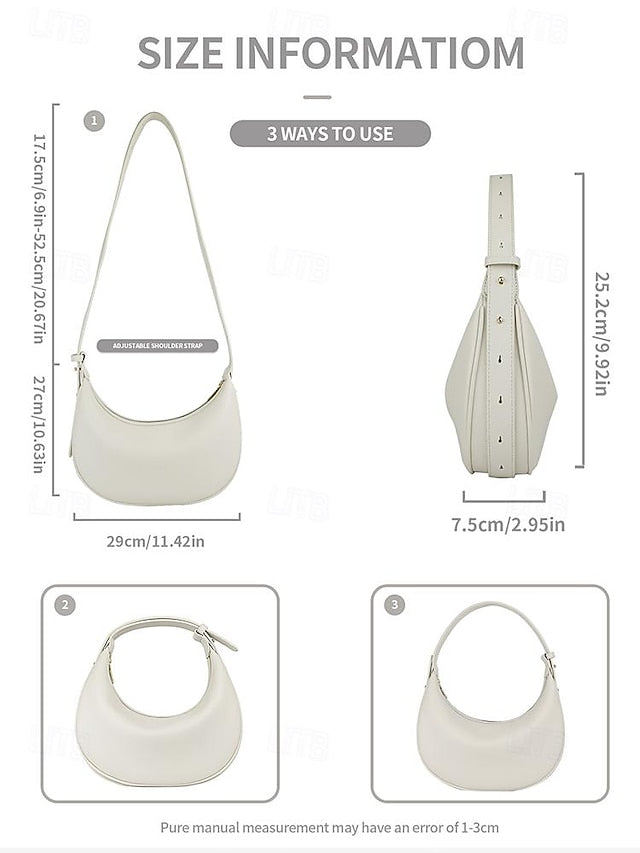 Crescent Elegant Shoulder White - Bag Women's Stylish