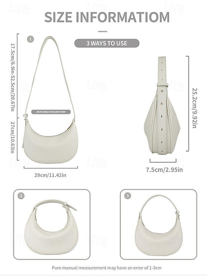 Crescent Elegant Shoulder White - Bag Women's Stylish