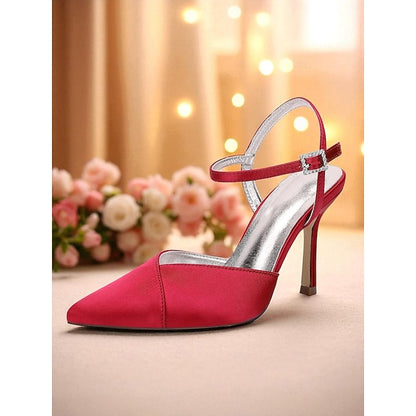 Ankle Heels Strap Satin Green Women's - with Stiletto