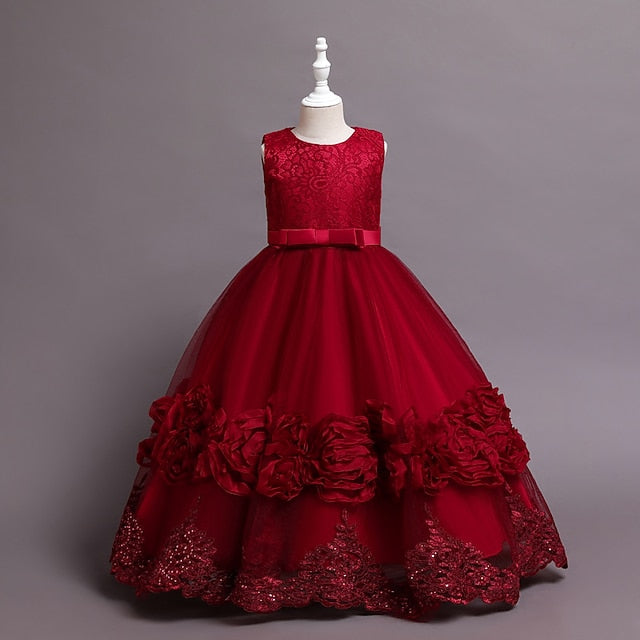 Dress Plain Kids Line Floral Party A Girls' Little