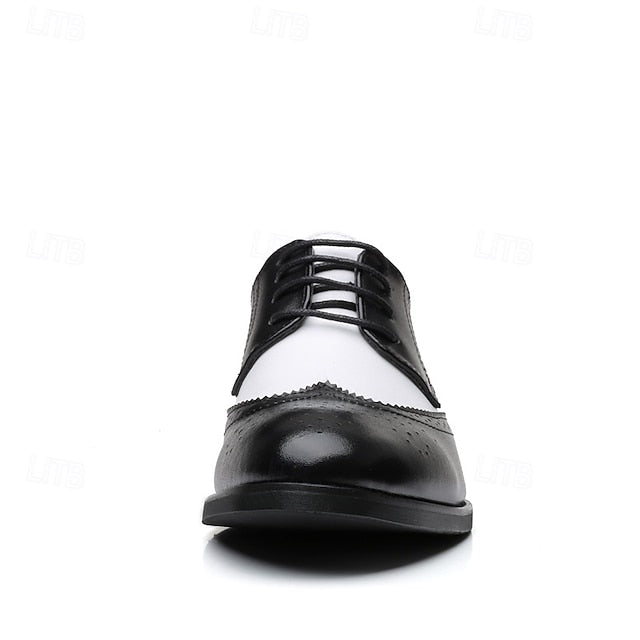 Men's Oxford with Black and Shoes Brogue White