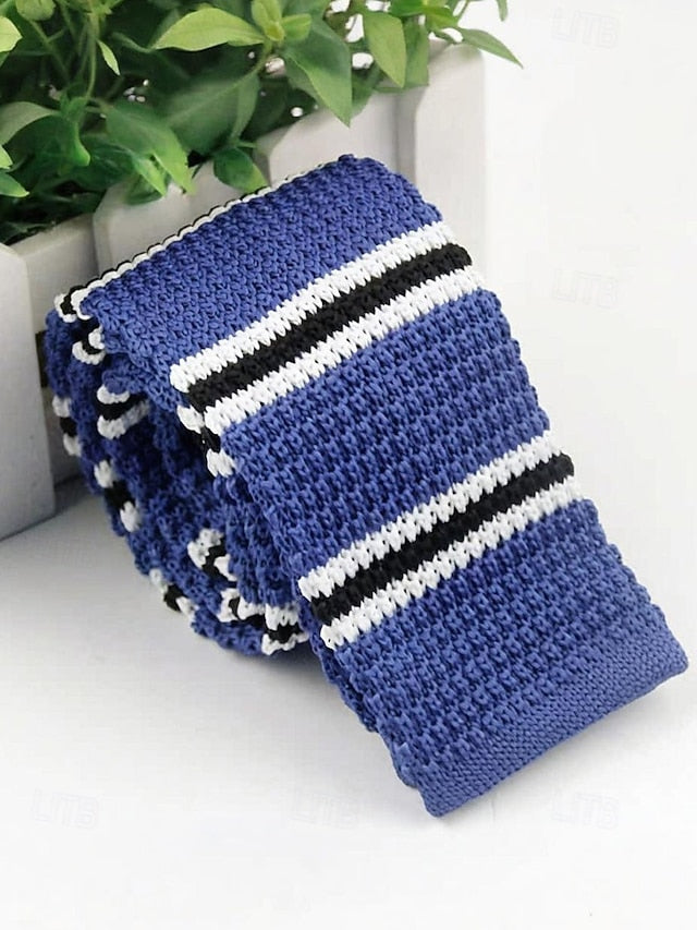 Men's Neck Stripe Woven Stylish Christmas Tie - Knit