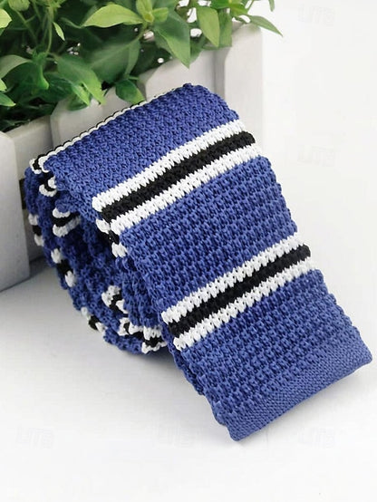 Men's Neck Stripe Woven Stylish Christmas Tie - Knit