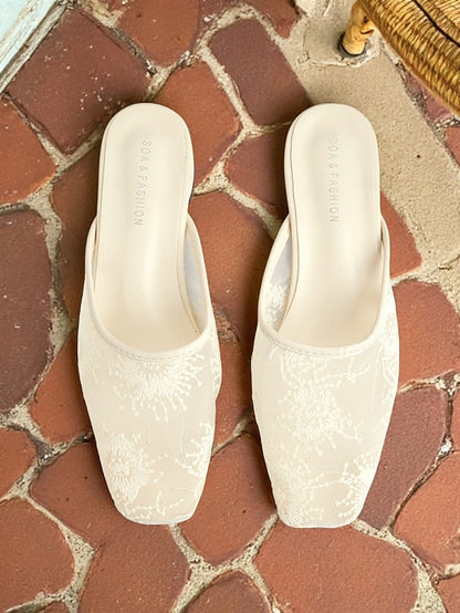 – Elegant Sheer Ballet Lace Flats Mesh White Women's