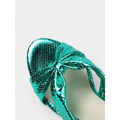 Women's Metallic Bridal Mules Bow with Pink – Design