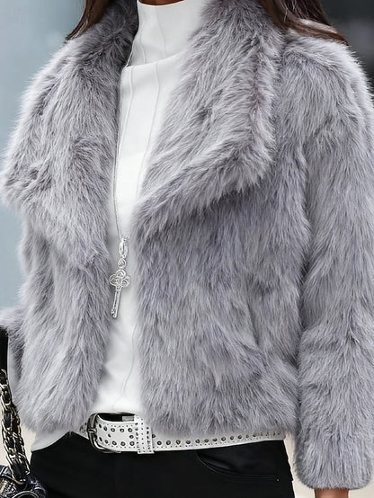 Furs Buttons Women's Comfortable Coat Warm Fur Faux