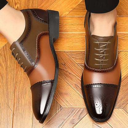 Men's Shoes – Black Brogue Faux Two-Tone Brown and