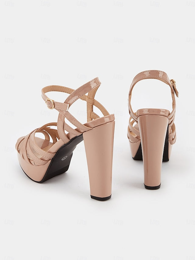 – High Heel for Women Sandals Nude Strappy Platform