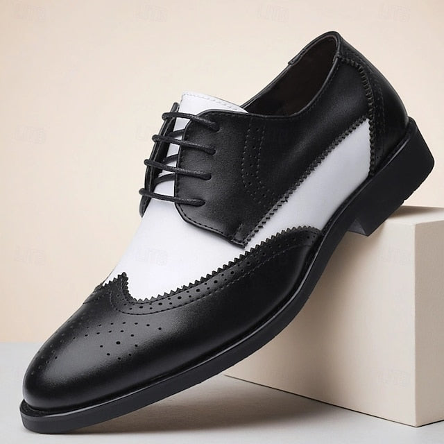 Men's Oxford with Black and Shoes Brogue White