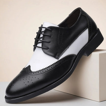 Men's Oxford with Black and Shoes Brogue White