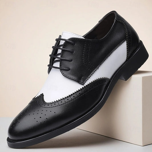 Men's Oxford with Black and Shoes Brogue White