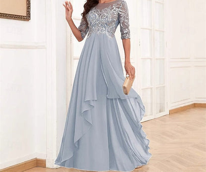 the Bride Crew Mother Floor Simple Elegant Neck of Dress