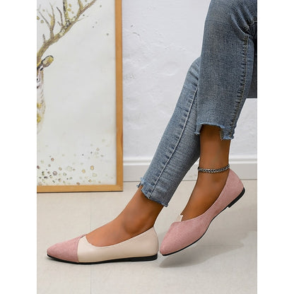 Toe Two-Tone Slip-On Women's Pointed Elegant Flats –